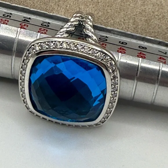 David Yuman Blue Topaz & Diamonds Ring - Picture 2 of 6
